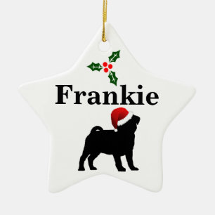 En Céramique Ornement personnalisé de Noël de chien de carlin