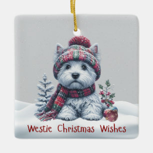 En Céramique Ornement personnalisé de Westie d'hiver