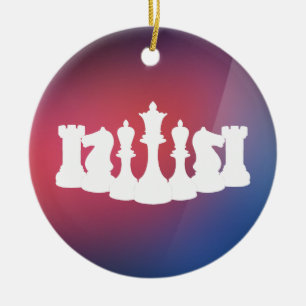 En Céramique Ornement personnalisé d'échecs violet, bleu et bla