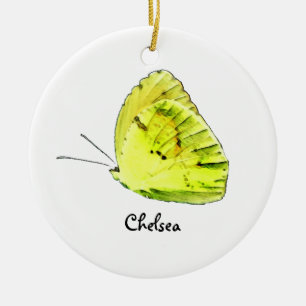 En Céramique Ornement personnalisé jaune de papillon de soufre