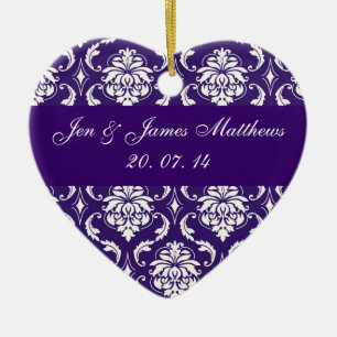 En Céramique Ornement pourpre de Merci de mariage damassé