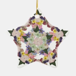 En Céramique Ornement renfermé pressé de fleur