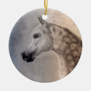 En Céramique Ornement rond de cheval Arabe - cheval Arabe