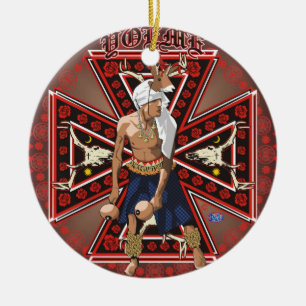 En Céramique ornement rond de danseur de cerfs communs de yaqui