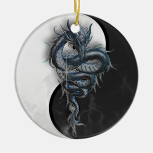 En Céramique Ornement rond de dragon chinois de Yin Yang