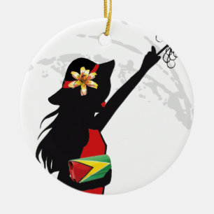 En Céramique Ornement rond de fille de la Guyane