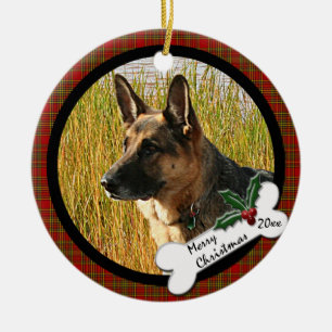 En Céramique Ornement rond de Noël de berger allemand