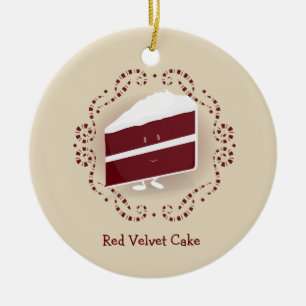 En Céramique Ornement rouge du gâteau   de velours