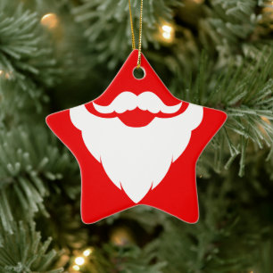 En Céramique Ornement rouge et blanc de cadeau de moustache de