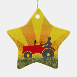 En Céramique Ornement rouge ou vert de tracteur