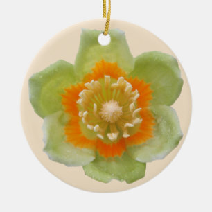 En Céramique Ornement - Tulipe peuplier Tulipe sur Crème