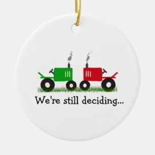 En Céramique Ornement vert et rouge de tracteurs : Nous sommes