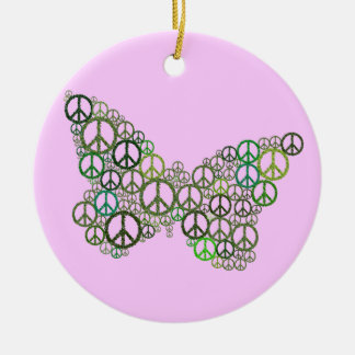 En Céramique Ornement vert rose de papillon de paix