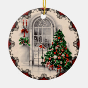 En Céramique Ornement Vintage de la fenêtre de Noël