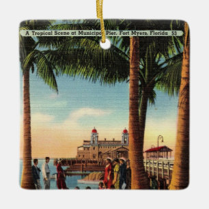 En Céramique Ornement vintage Municipal Pier Ft Myers