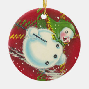 En Céramique Ornement vintage Snowman