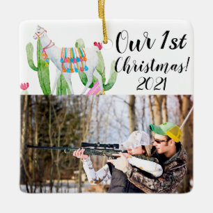 En Céramique Ornement XMAS personnalisé Boho Llama Bohemian Cac