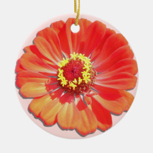 En Céramique Ornement - Zinnia rouge