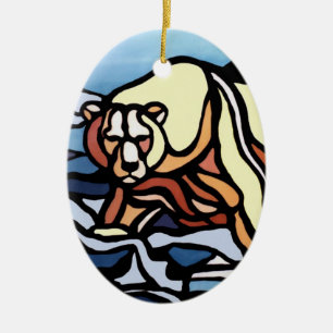 En Céramique Ours Polaire Art Ornement Ours Garde-Ours & Cadeau