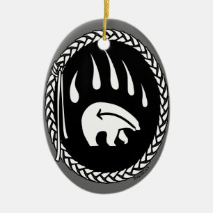En Céramique Ours Tribal Art Ornement Ours Garde-Ours & Cadeaux
