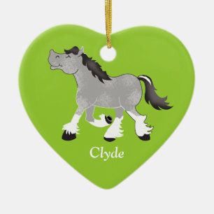En Céramique Percheron gris Ébauche Cheval Ornement personnali