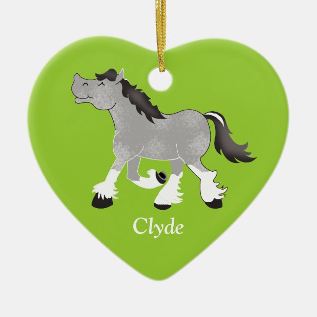En Céramique Percheron gris Ébauche Cheval Ornement personnalis (Devant)