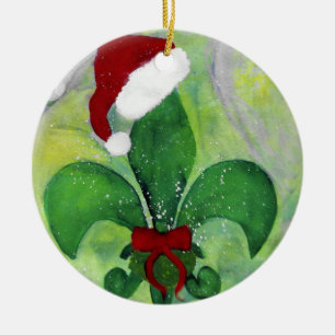 En Céramique Père Noël Noël Fleur de lis ornement