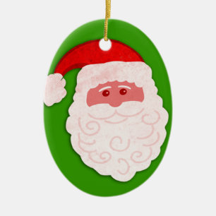 En Céramique Père Noël vos salutations ornement vert, rouge et 
