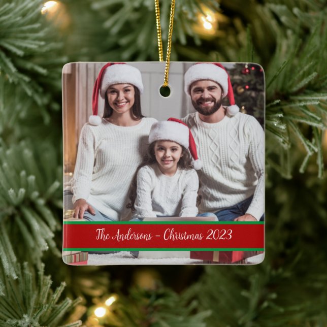En Céramique Photo de Noël de famille Ornement (Arbre)