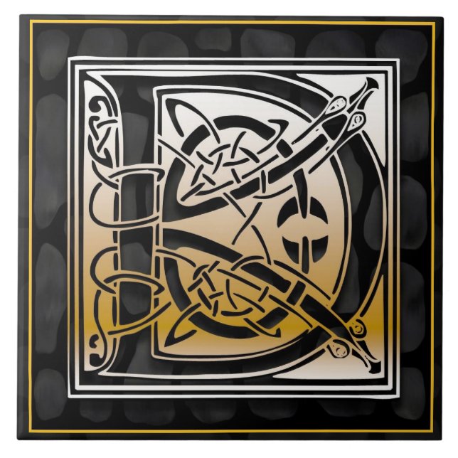 En Céramique Pierre noire Celtique D Monogramme Carreau initial (Devant)