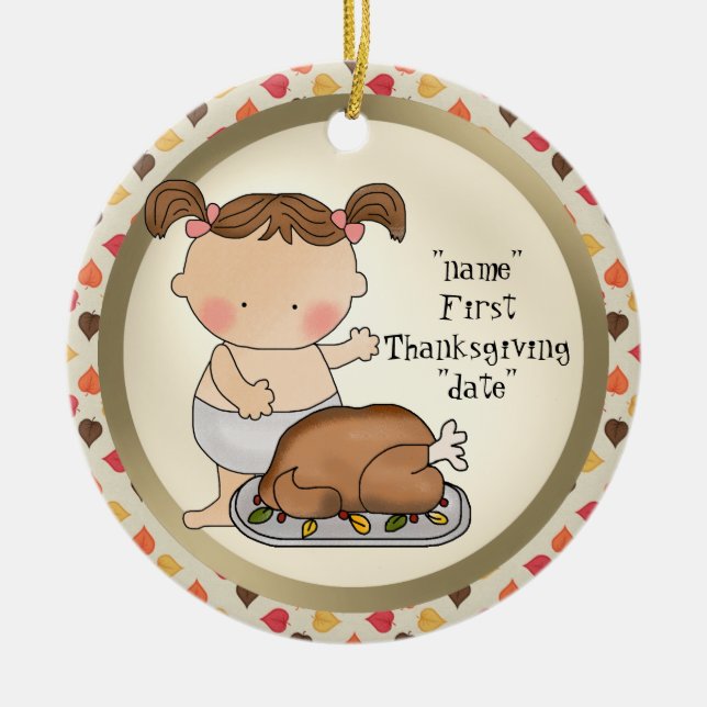 En Céramique Premier ornement de bébé de Thanksgiving (Devant)