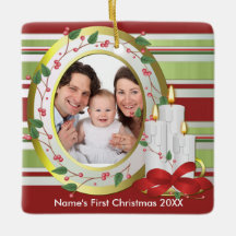 Premier ornement de photo de Noël du bébé
