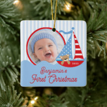 Premier ornement photo de Noël pour bébé de voilie
