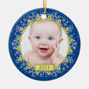 En Céramique Premier ornement photo de Noël pour bébé - Snowfla