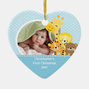 En Céramique Première photo de Noël de bébé Ornement Girafe