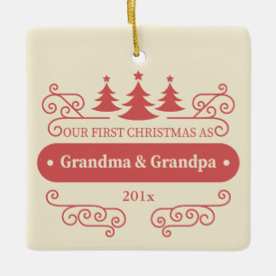 En Céramique Premiers Noël des Grands-Parents Ornement Carré
