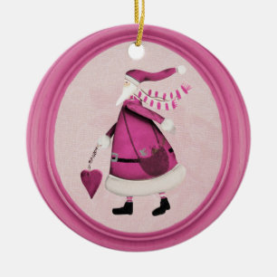 En Céramique Rétro ornement rose lunatique de Père Noël