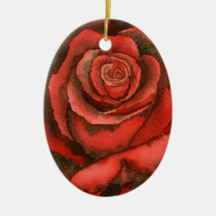 En Céramique "Rose rouge #3" Ornement floral