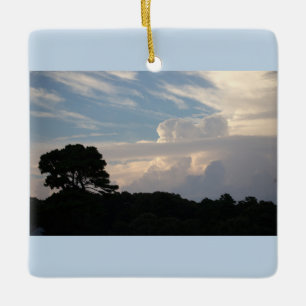 En Céramique Silhouette Arbre avec Ornement Nuages