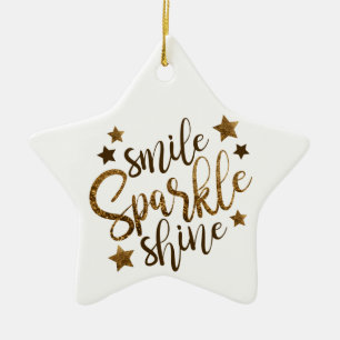 En Céramique Smile Sparkle Shine, étoiles ornement de lettrage