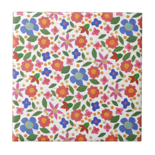 En Céramique Style d'art populaire floral sur le carreau de