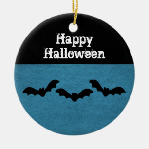 En Céramique Trio de chauves-souris Ornement d'Halloween, bleu