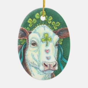 En Céramique Vache Irlandaise ORNEMENT DE GENISSE DE LA SAINT-P