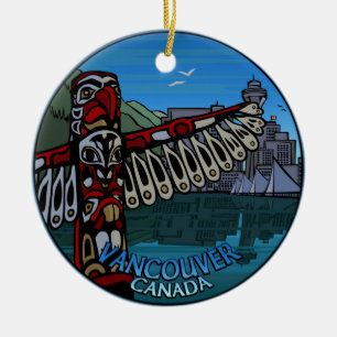 En Céramique Vancouver Canada Totem Pole Ornement Souvenirs