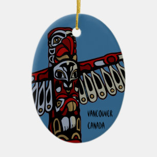 En Céramique Vancouver Canada Totem Pole Ornement Souvenirs