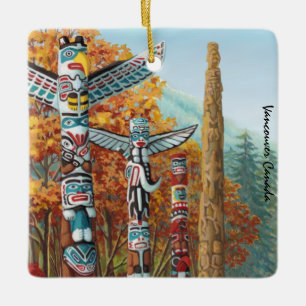 En Céramique Vancouver Totem Pole Ornement Native Art Souvenirs