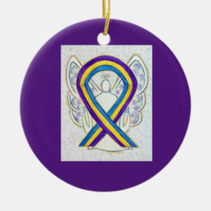 En Céramique Vessie Cancer Sensibilisation Ruban Angel Ornement