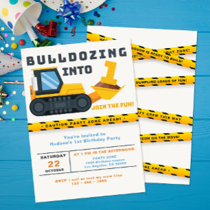 En construction 1er anniversaire Invitation