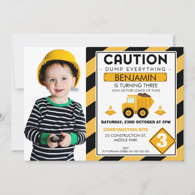 En construction Photo Invitation Anniversaire (Devant)