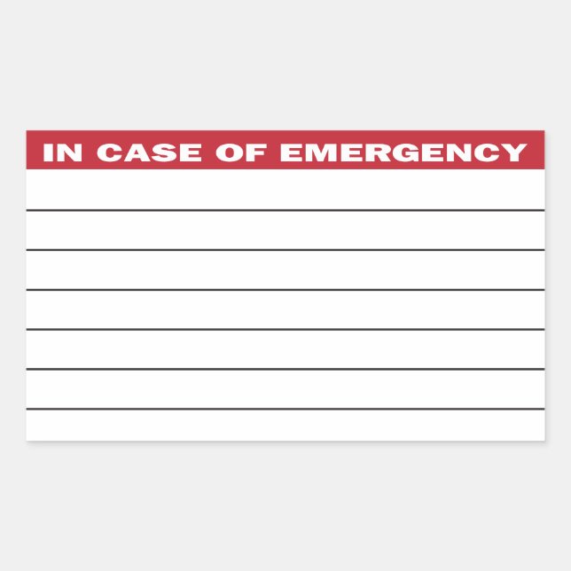 En Coque d'urgence Sticker d'information (Devant)